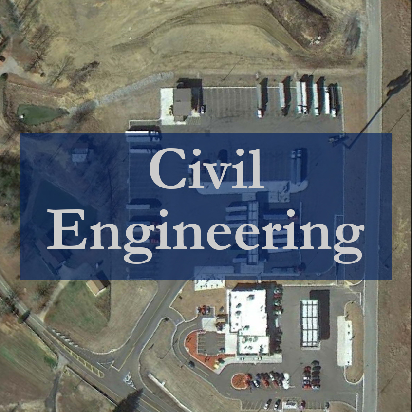 Aerial view of a construction site with Civil Engineering text overlay.